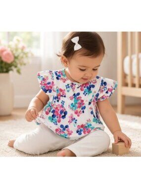 NANNETTE GIRL Floral Print Top White Leggings Girls 12 months